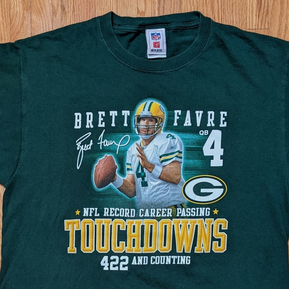 NFL Brett Farve Quarterback Record Shirt Green Bay Packers Large Men's Football - Picture 3 of 13